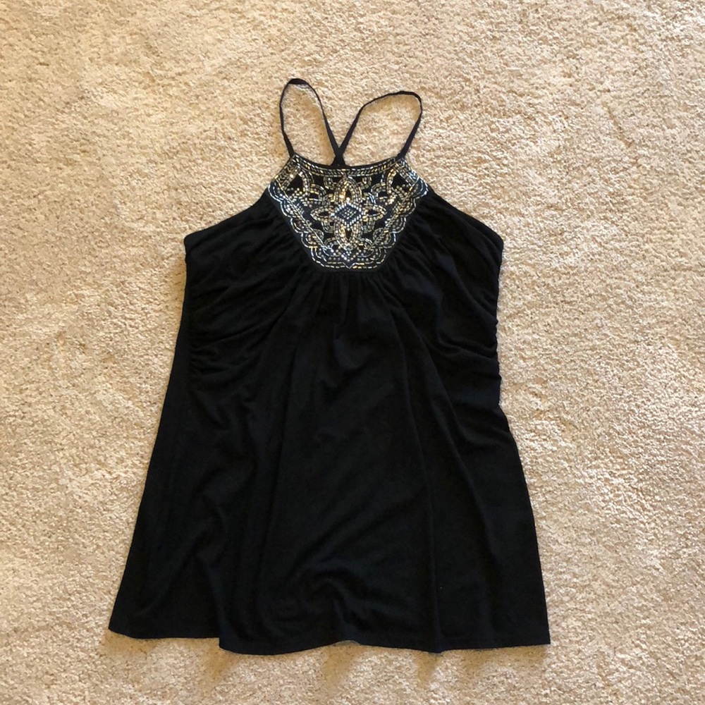 White House Black Market Black Embellished Blouse
